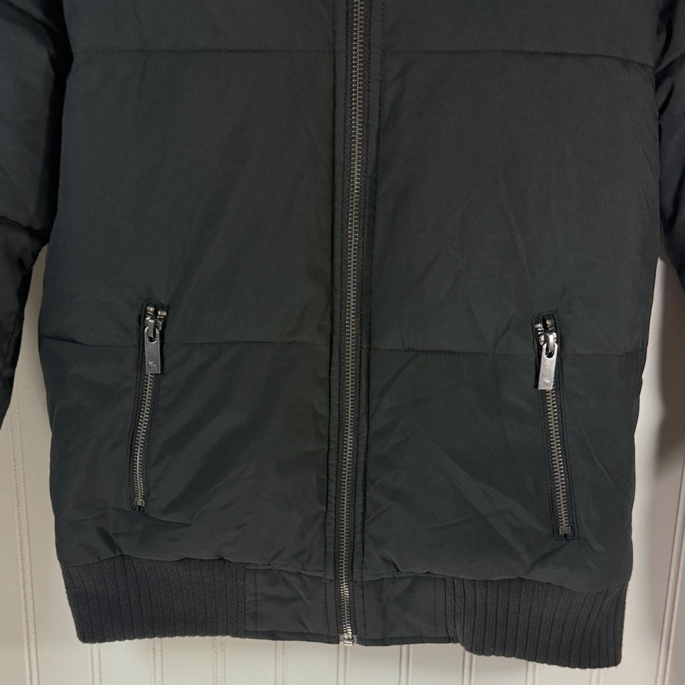Abercrombie Kids Black Puffer Jacket with Removable Faux Fur Hood 13/14 - Picture 3 of 11